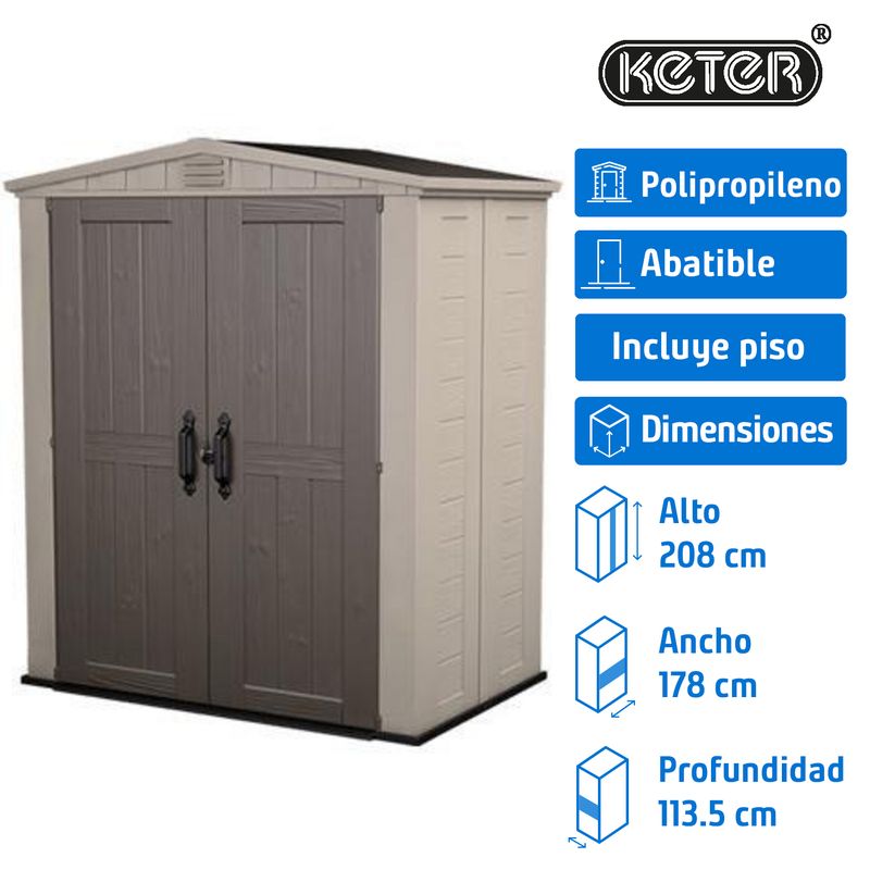 KETER - Bodega para Jardín Factor Beige. 208x178x113.5 cm