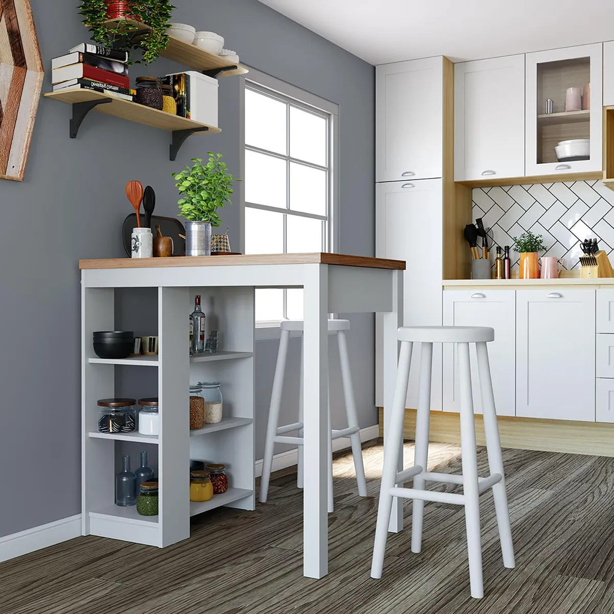 JUST HOME COLLECTION - Isla Mueble Cocina Boston Blanca