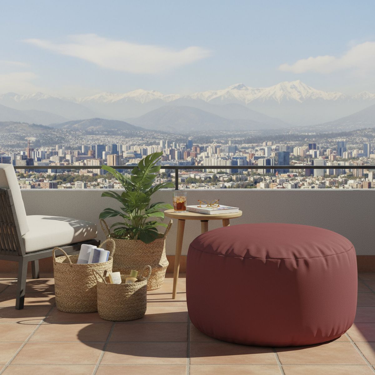 JUST HOME COLLECTION - Pouf Inflable para Terraza Tela TC23111334RD Rojo 25x55x55 cm