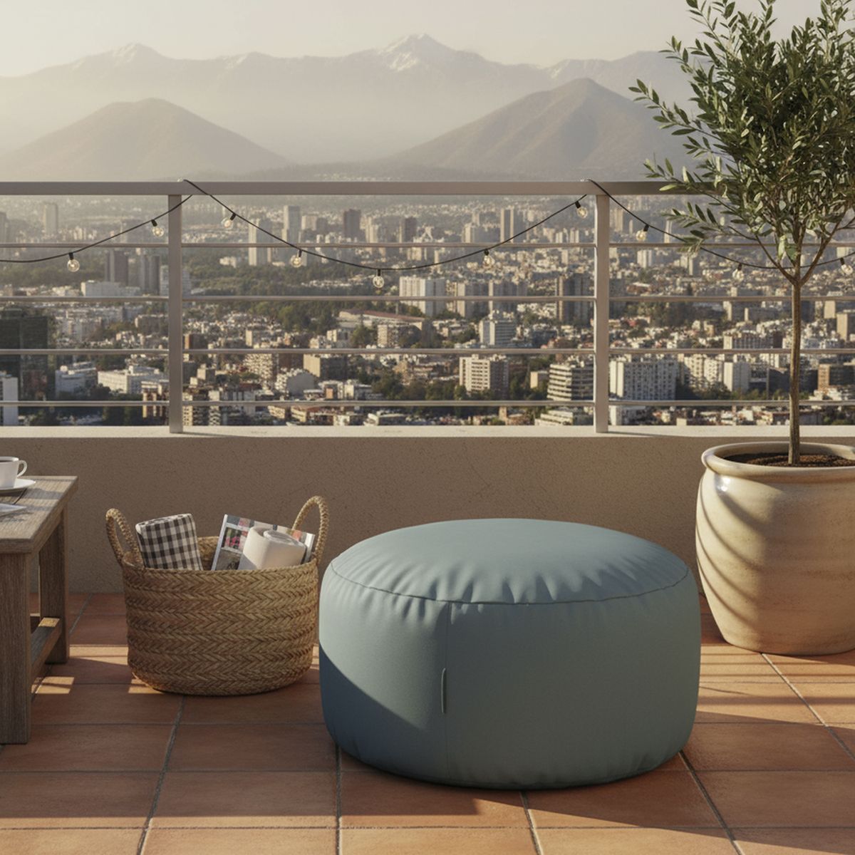 JUST HOME COLLECTION - Pouf Inflable para Terraza Tela TC23111334LB Celeste 25x55x55 cm