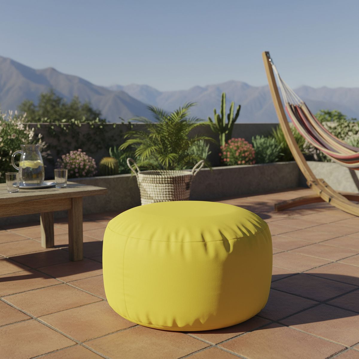 JUST HOME COLLECTION - Pouf Inflable para Terraza TC23111334YL Amarillo 25x55x55 cm