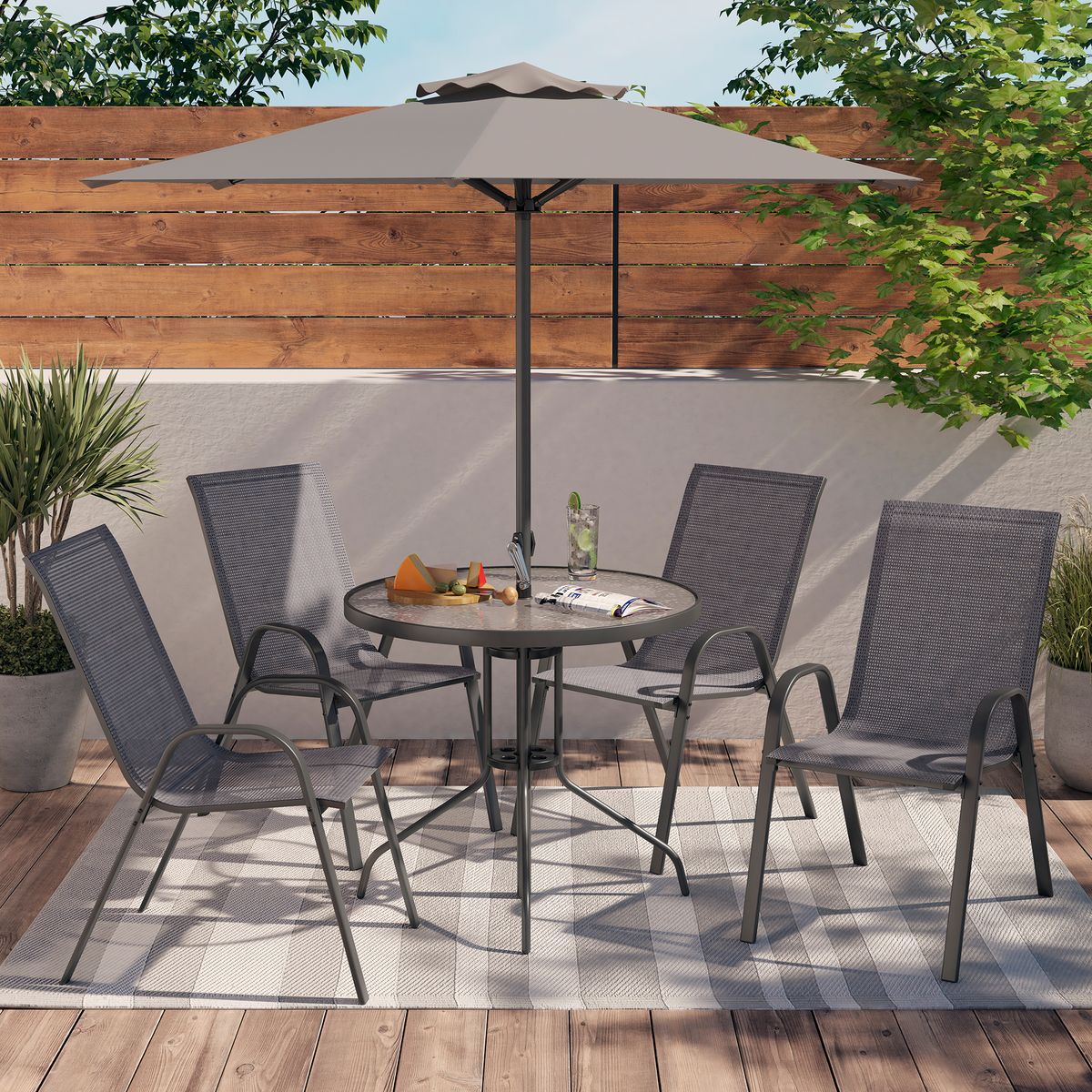 JUST HOME COLLECTION - Juego de Terraza Comedor Nairobi 4 Personas