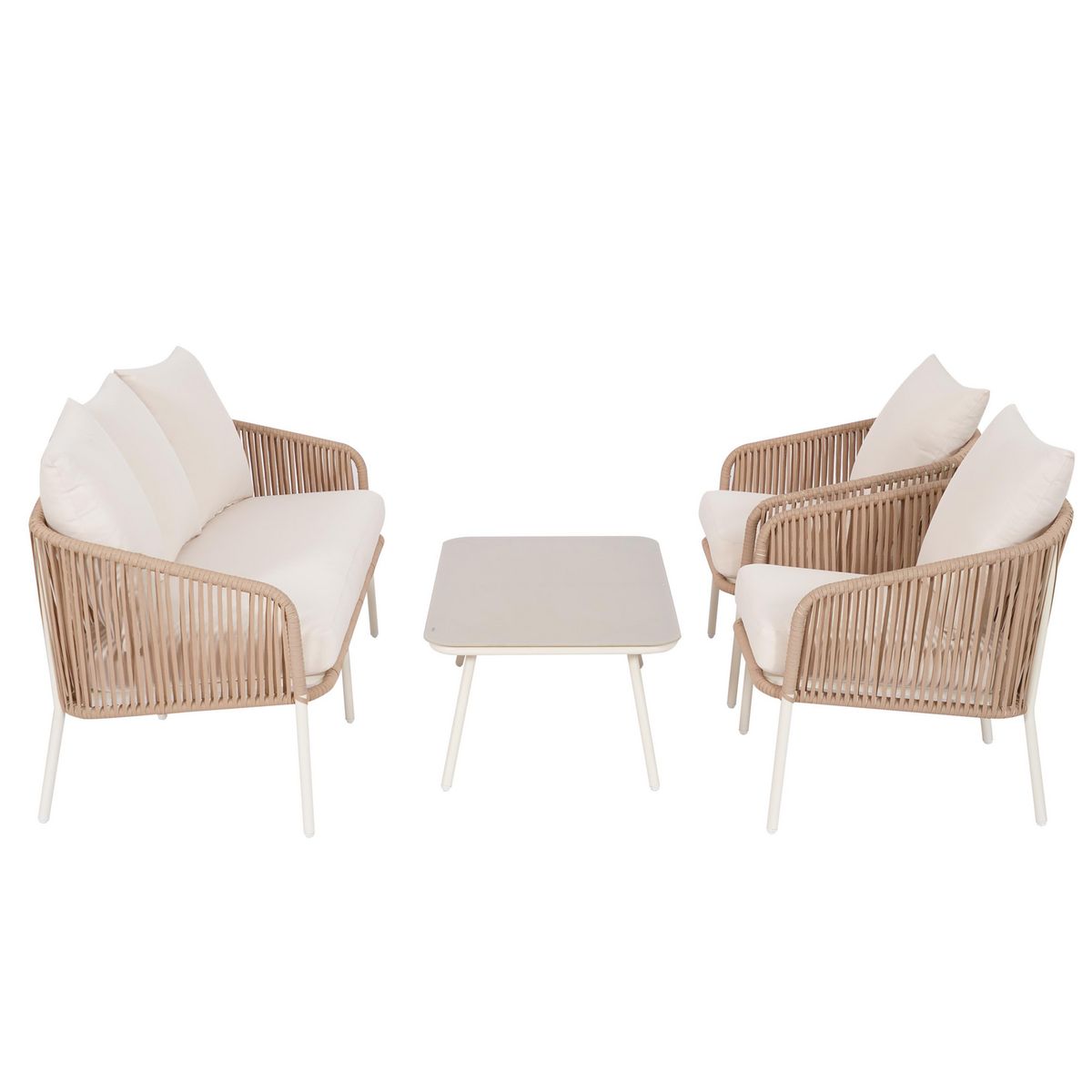 JUST HOME COLLECTION - Juego de Living de Terraza Valencia 4 Personas Crudo/ Beige