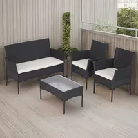Juego de Terraza Living Milan 4 Personas Negro/Crudo