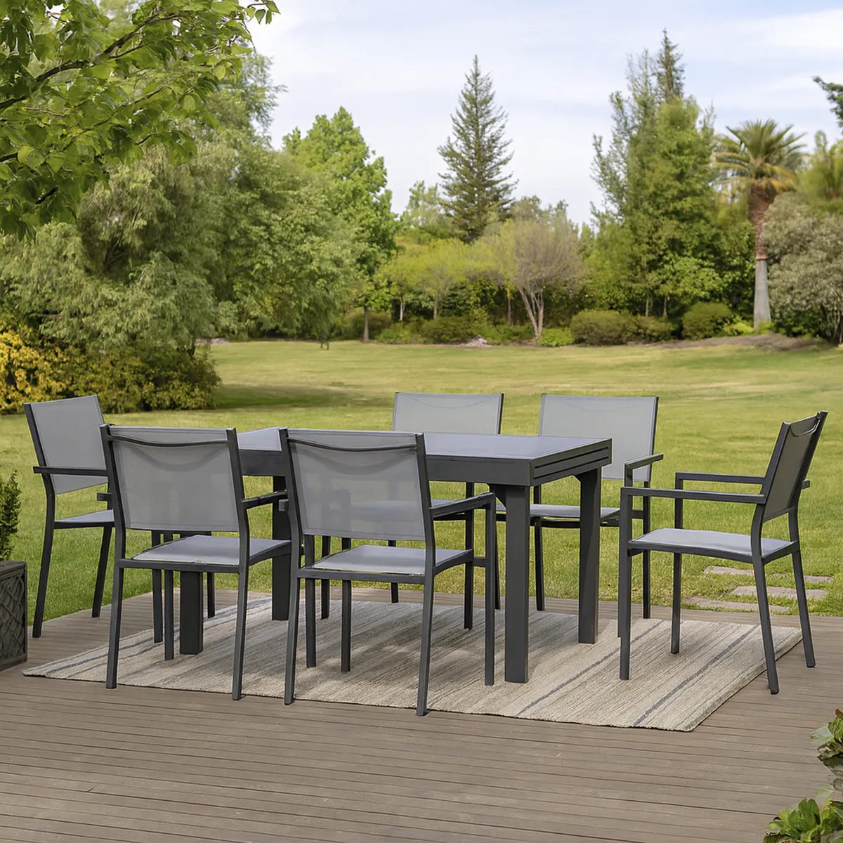 JUST HOME COLLECTION - Mesa de Exterior Rectangular Aluminio 270x90x75 cm Negro