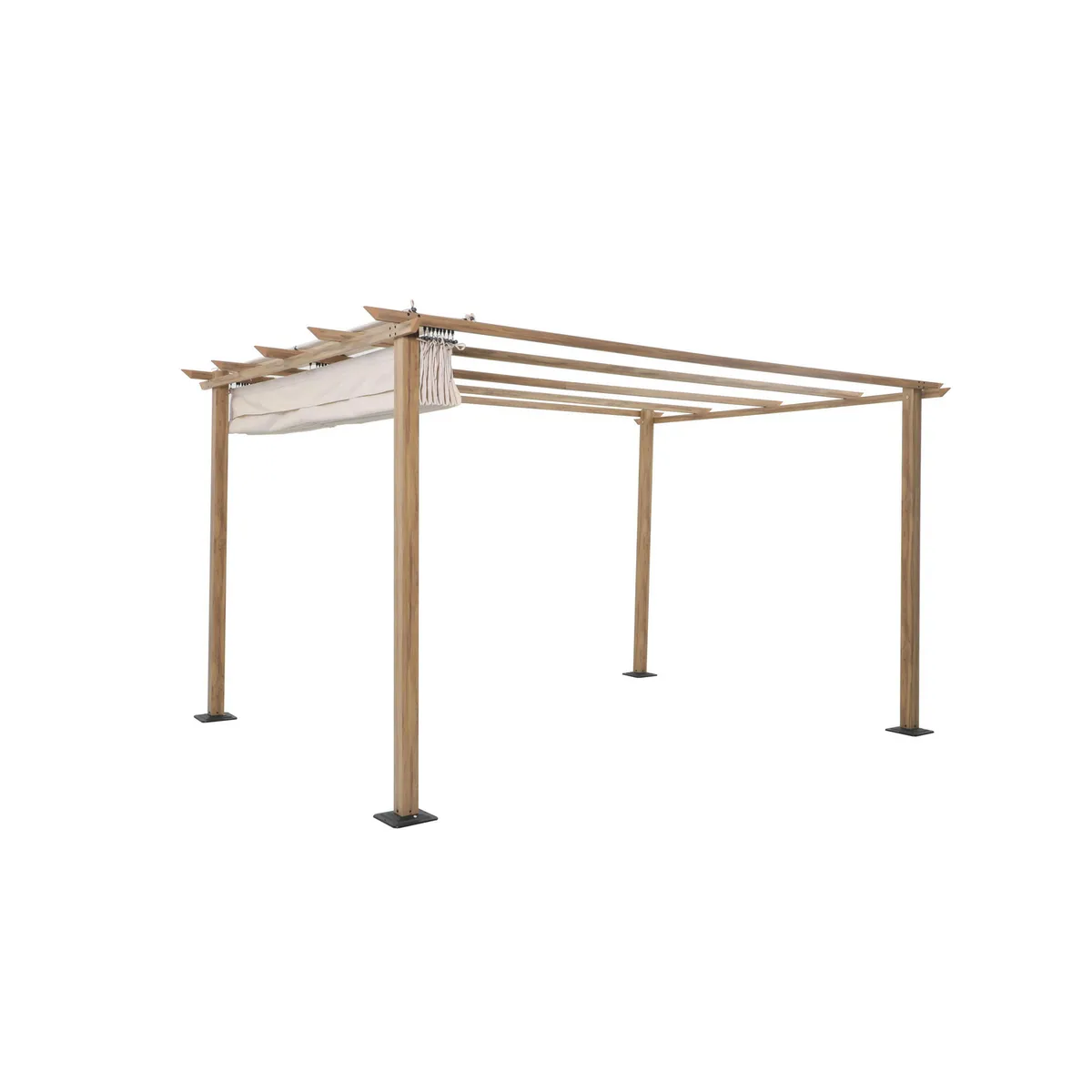 JUST HOME COLLECTION - Pérgola Look Madera Natural; Beige Tela 295x395x223 cm