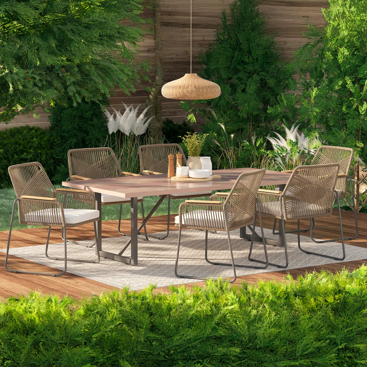 JUST HOME COLLECTION - Juego de comedor de terraza Helsinki 7 piezas