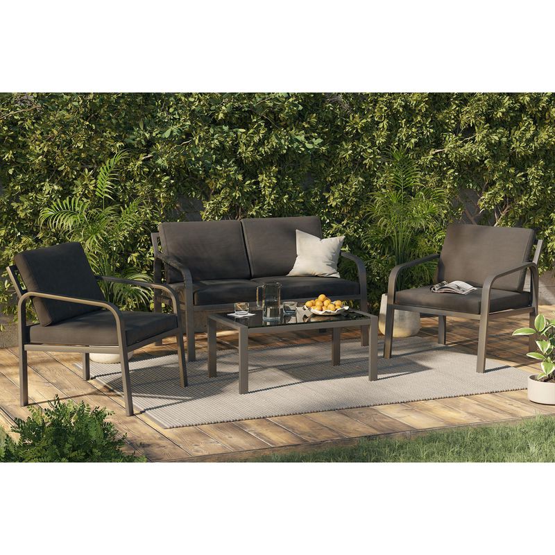 JUST HOME COLLECTION - Juego de Living de Terraza Lyon 4 Personas Negro