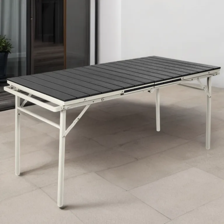 Mesa Plegable de Exterior Rectangular HDPE 214x74x78 cm Gris