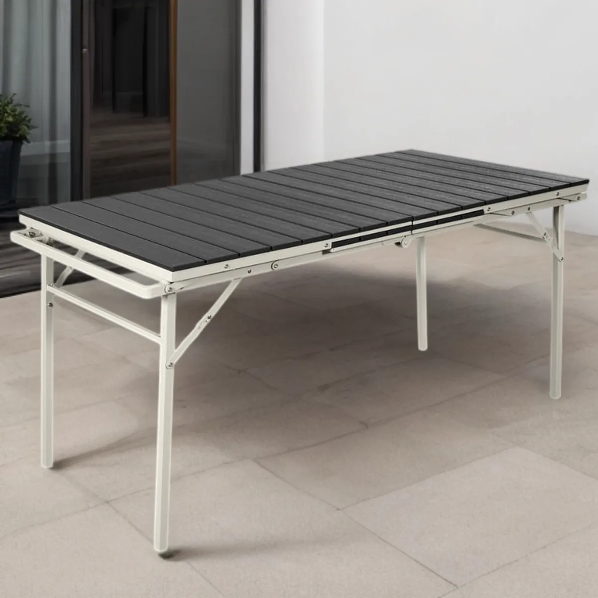 JUST HOME COLLECTION - Mesa Plegable de Exterior Rectangular HDPE 214x74x78 cm Gris