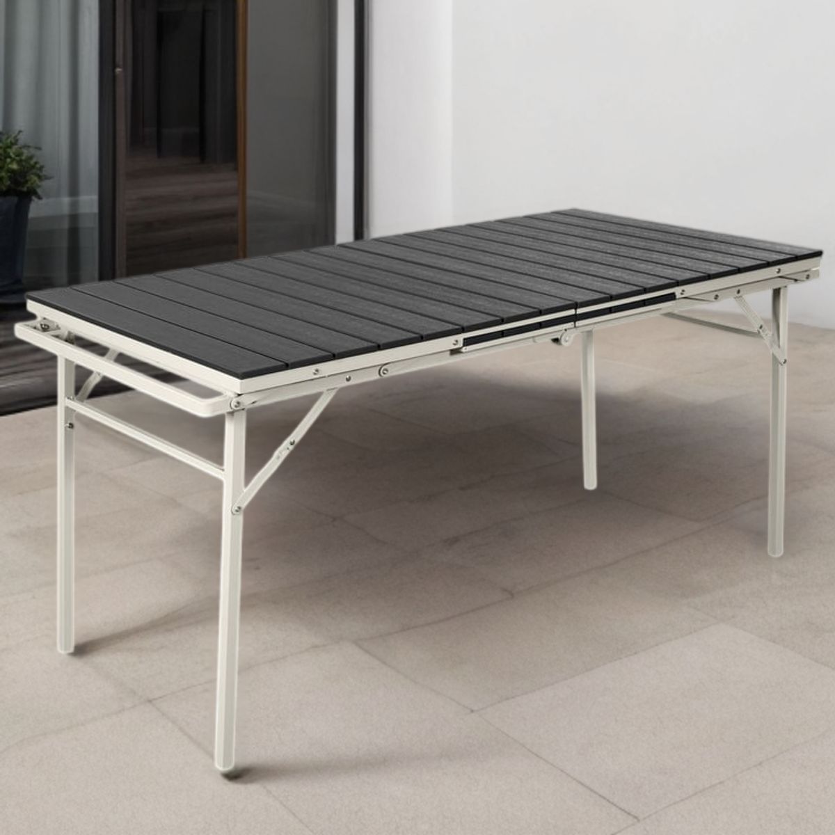 JUST HOME COLLECTION - Mesa Plegable de Exterior Rectangular HDPE 214x74x78 cm Gris