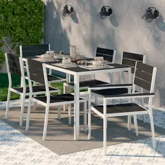 JUST HOME COLLECTION - Juego de Terraza Comedor Frankfurt 6 Personas Gris