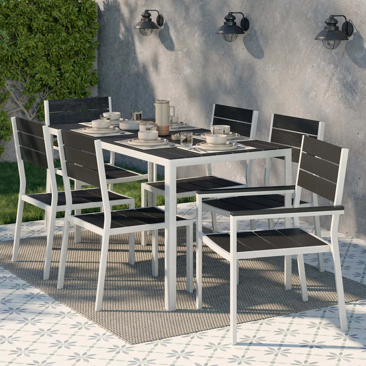 JUST HOME COLLECTION - Juego de Terraza Comedor Frankfurt 6 Personas Gris