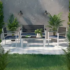 JUST HOME COLLECTION - Juego de Terraza Living Frankfurt 4 Personas Gris