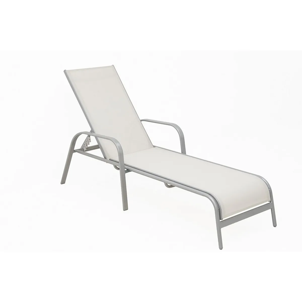 JUST HOME COLLECTION - Reposera Brooklyn Textileno Plata y Blanco