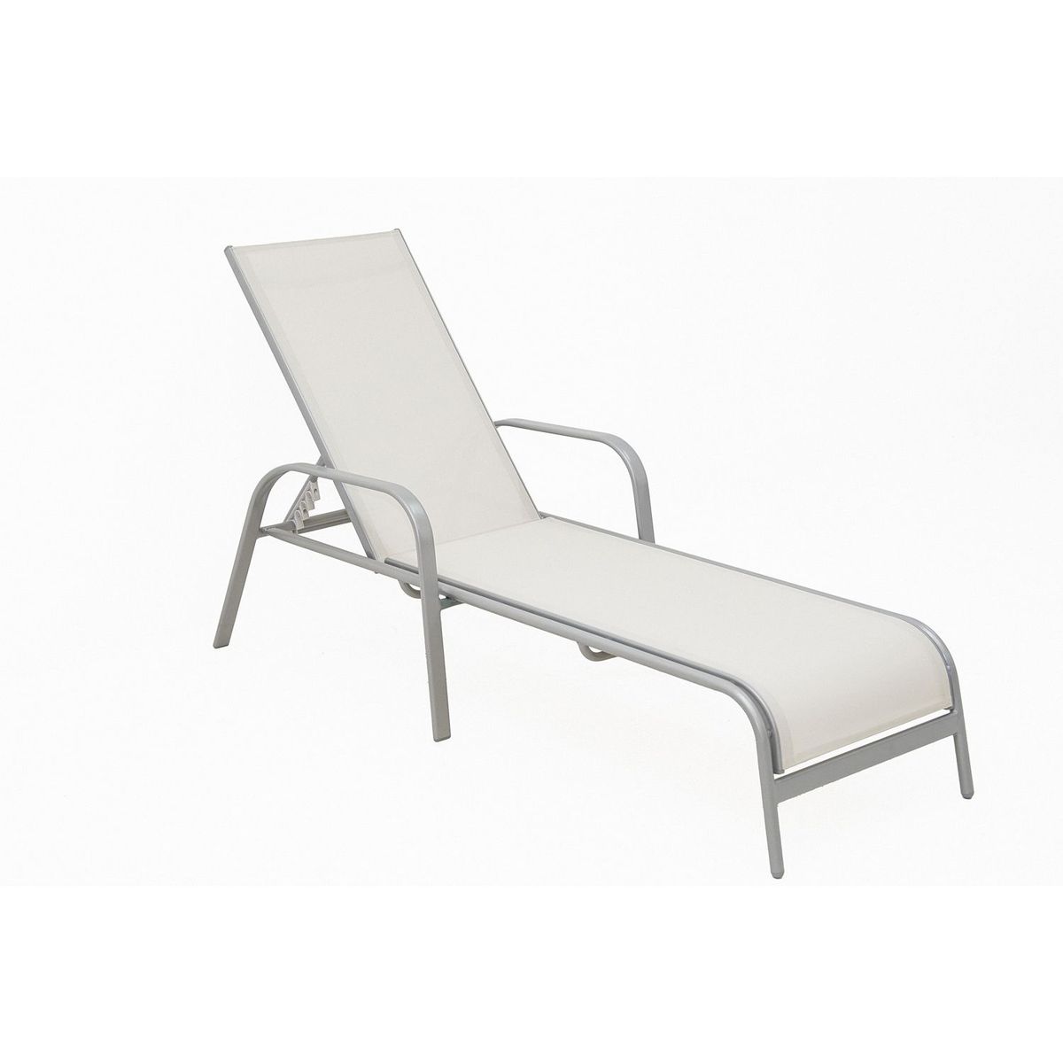 JUST HOME COLLECTION - Reposera Brooklyn Textileno Plata y Blanco