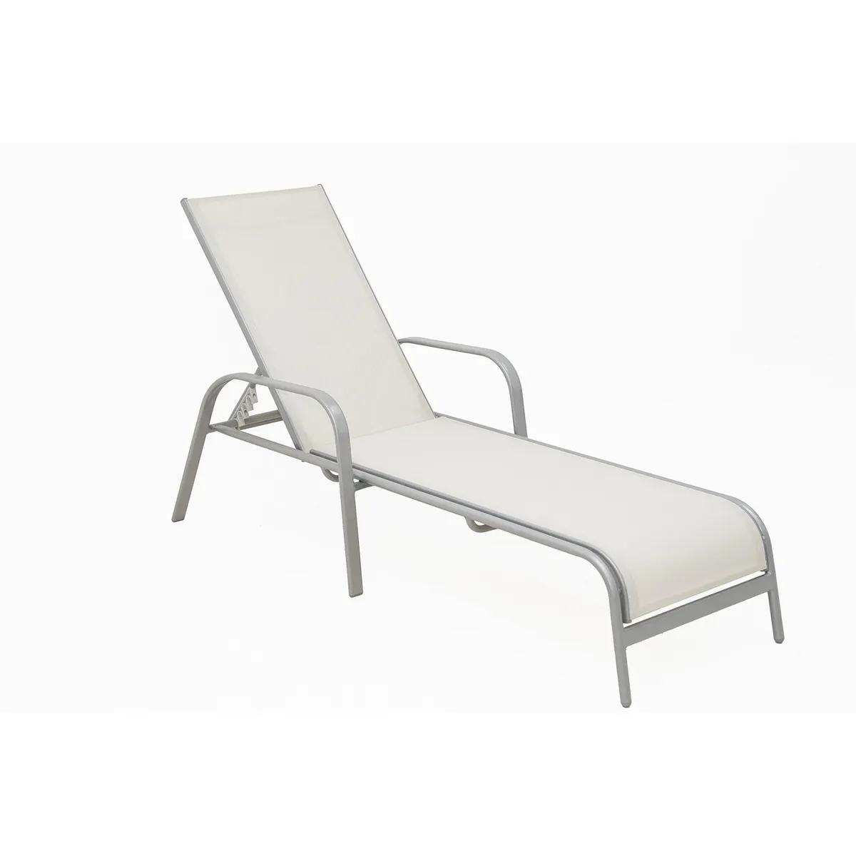 JUST HOME COLLECTION - Reposera Brooklyn Textileno Plata y Blanco