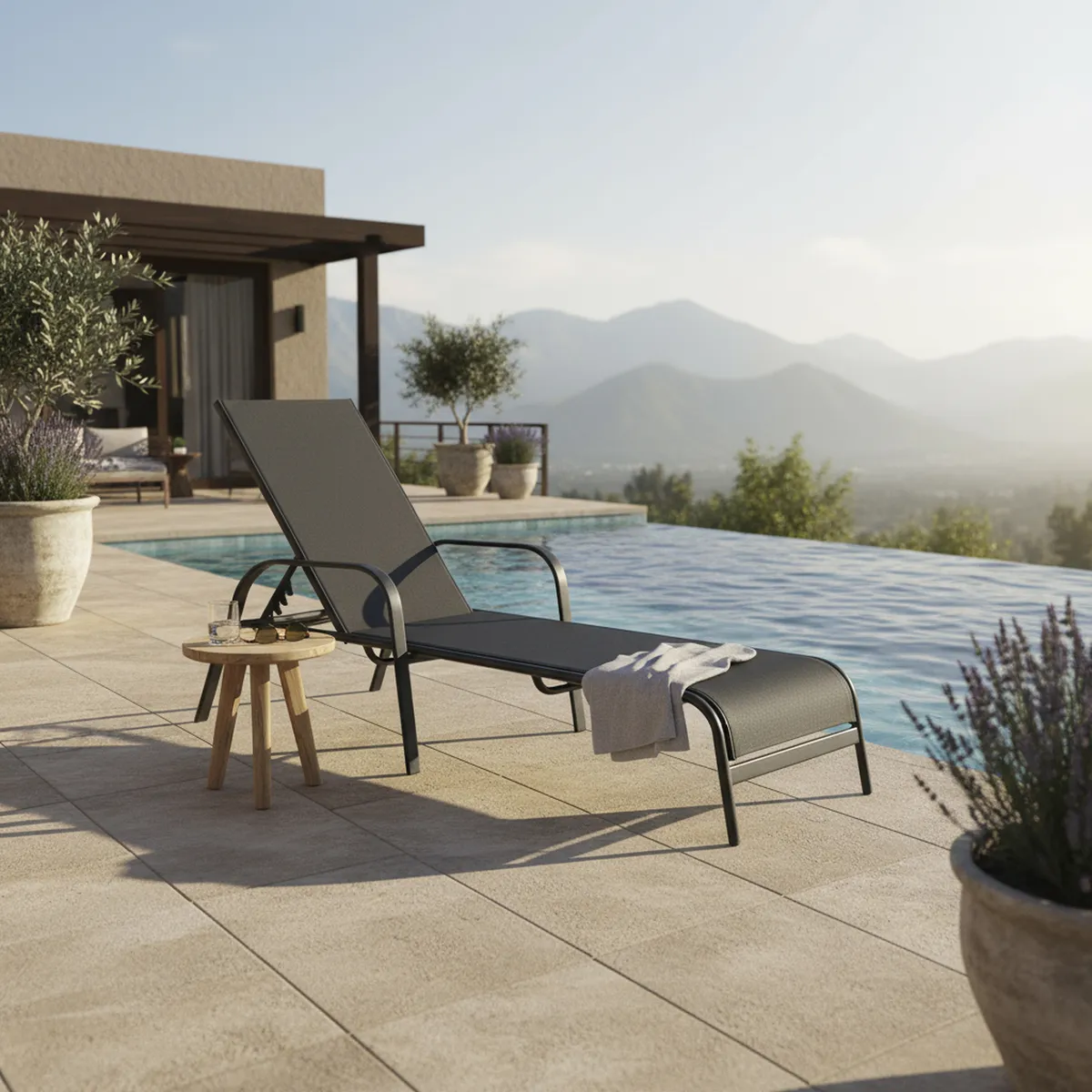 JUST HOME COLLECTION - Reposera Brooklyn Textileno Negro