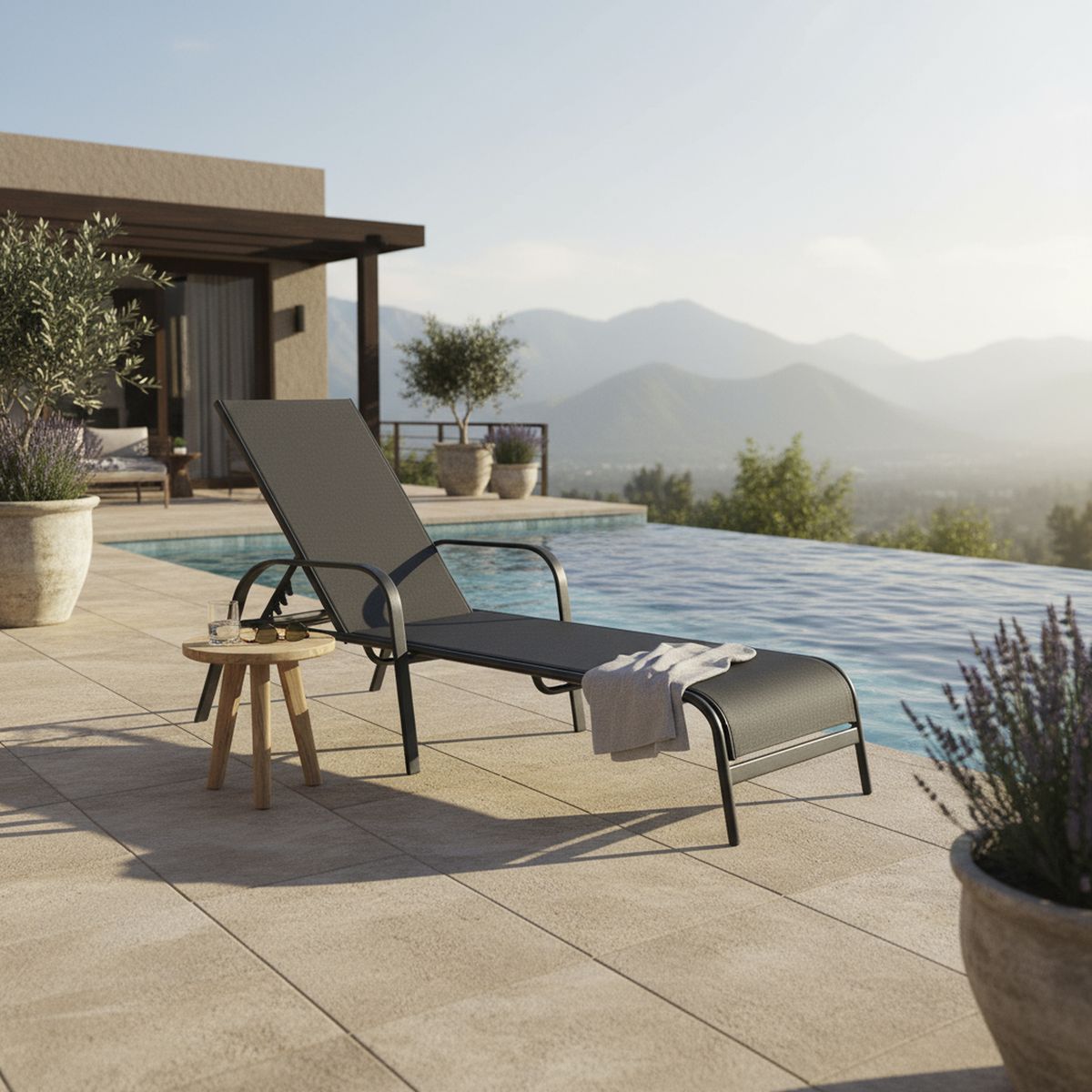 JUST HOME COLLECTION - Reposera Brooklyn Textileno Negro