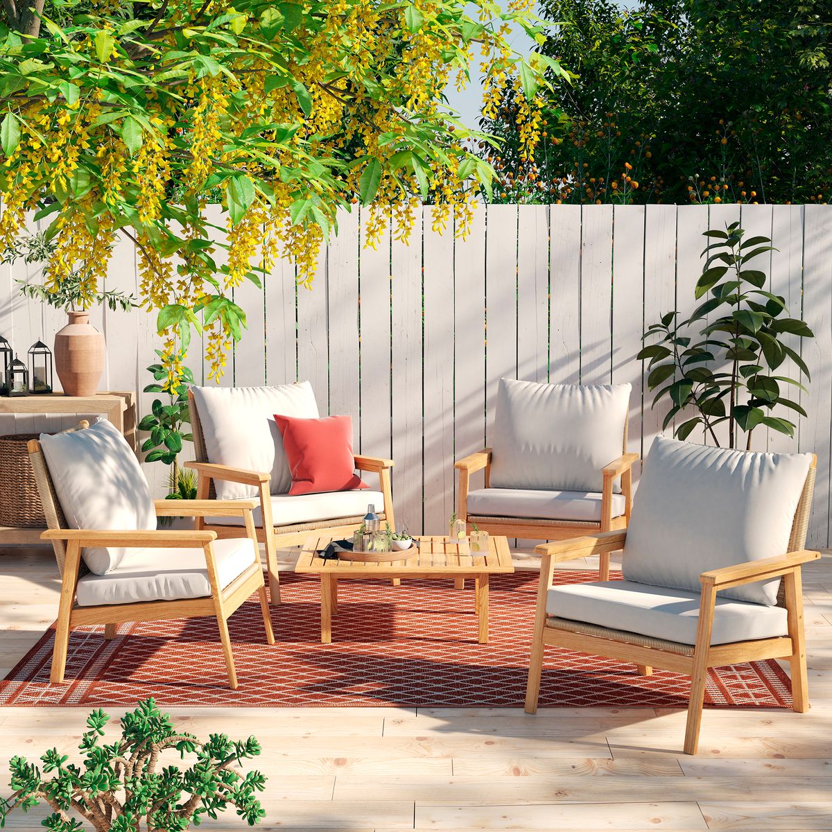 JUST HOME COLLECTION - Juego de living de terraza Lublin 5 piezas