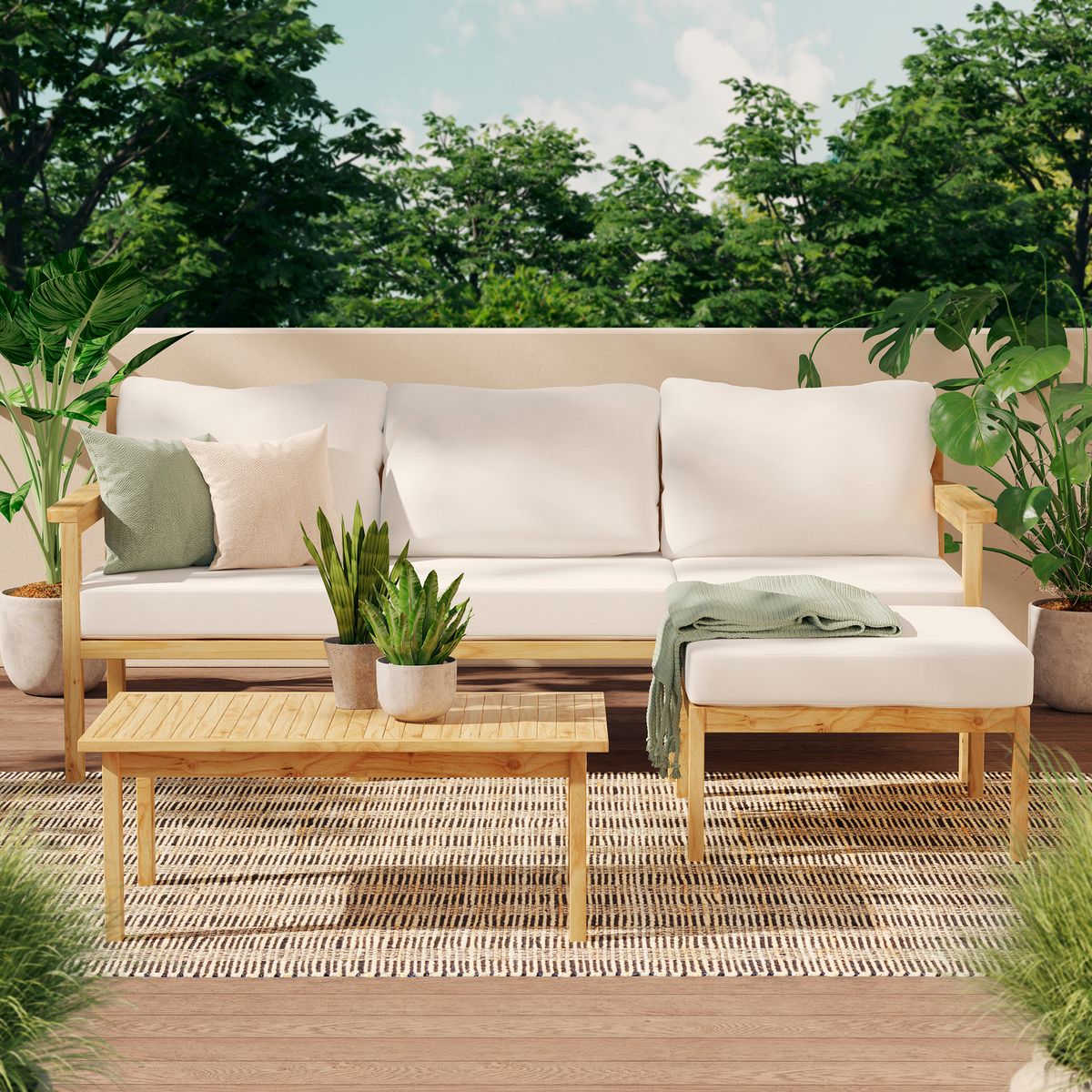 JUST HOME COLLECTION - Juego de living de terraza Rotterdam 3 piezas