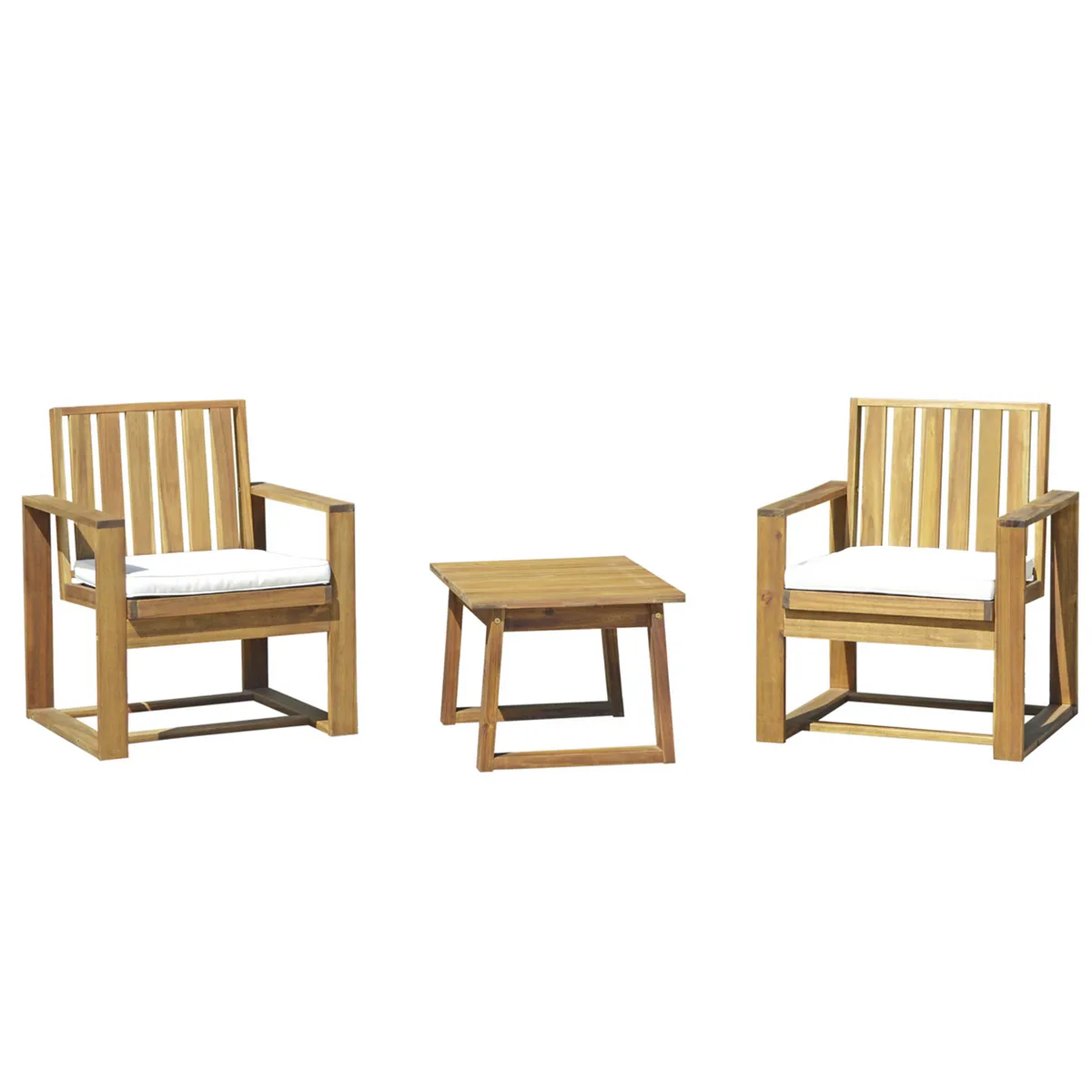 JUST HOME COLLECTION - Juego de Terraza Balcon Florida 2 Personas Madera Crudo