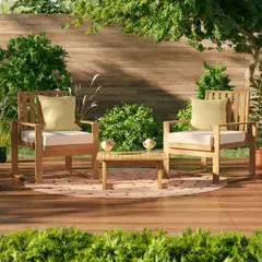 JUST HOME COLLECTION - Juego de Living de Terraza Florida 2 Personas Madera; Crudo