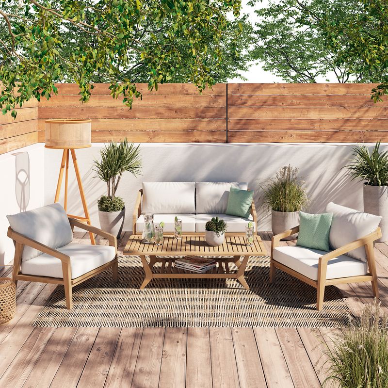 JUST HOME COLLECTION - Juego de living de terraza Selfoss 4 piezas