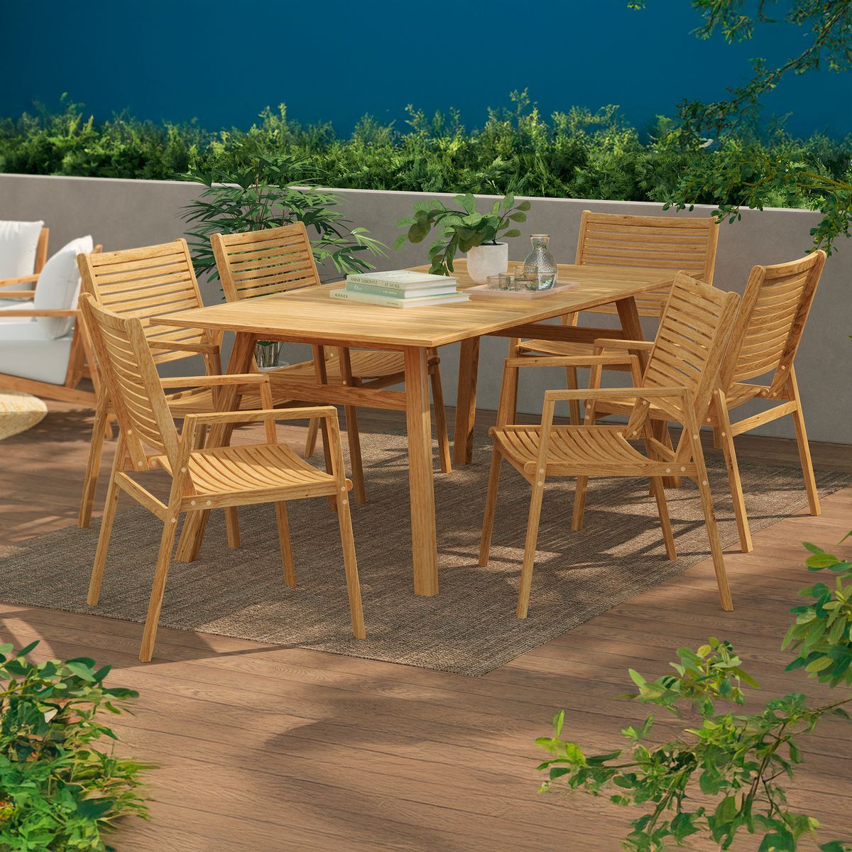 JUST HOME COLLECTION - Juego de comedor de terraza Bunbury 7 piezas