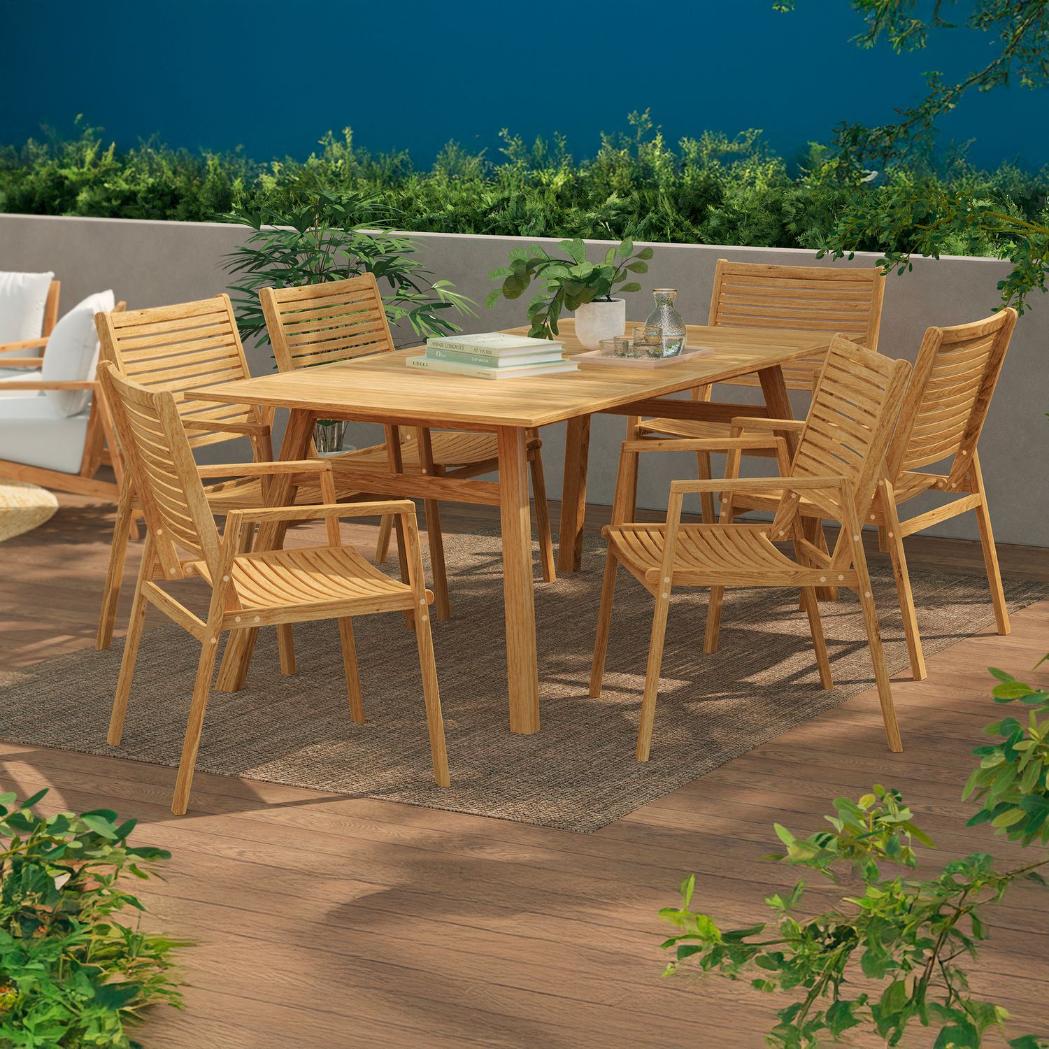 CONDE HOUSE MOLALUXL ワンアームR105 JUST HOME COLLECTION Juego de comedor de terraza Bunbury 7 piezas