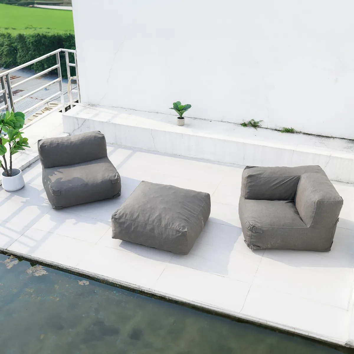 JUST HOME COLLECTION - Sofá Cojín con Respaldo para Terraza Mykonos Gris Oscuro 60x86x87 cm