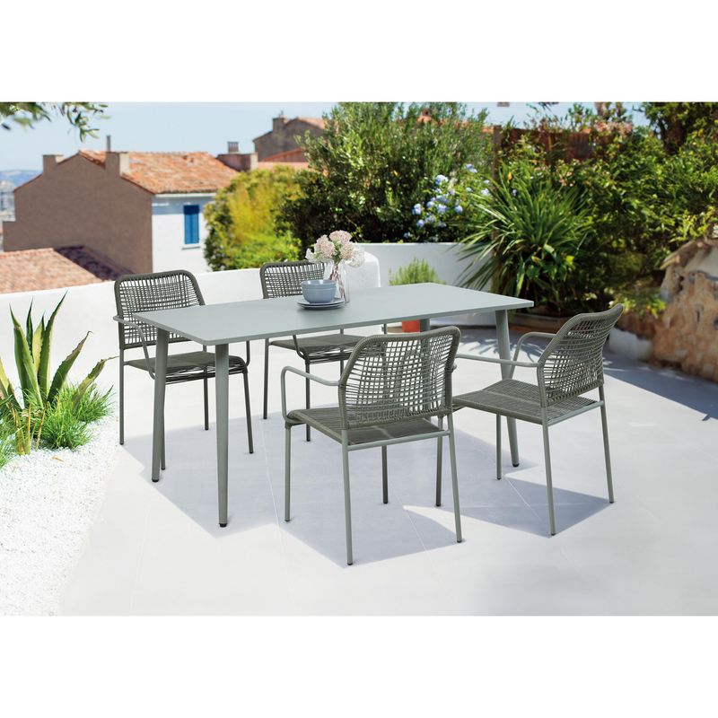 JUST HOME COLLECTION - Juego de Terraza Comedor Lepascal 4 Personas Verde