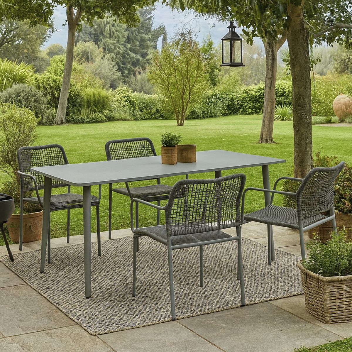 JUST HOME COLLECTION - Juego de Terraza Comedor Lepascal 4 Personas Verde