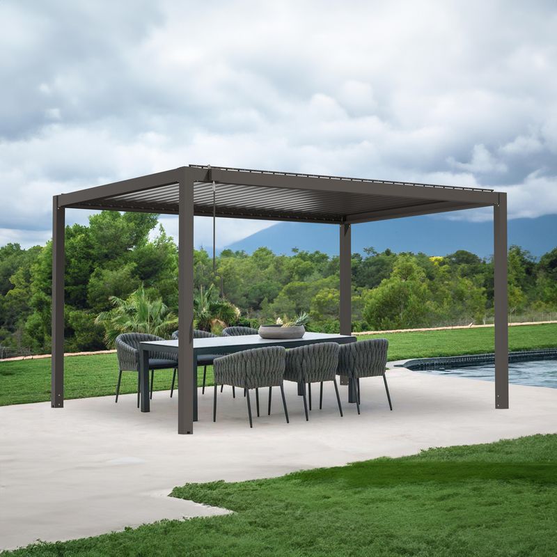 JUST HOME COLLECTION - Pérgola con Techo Negro Acero 300x300x230 cm