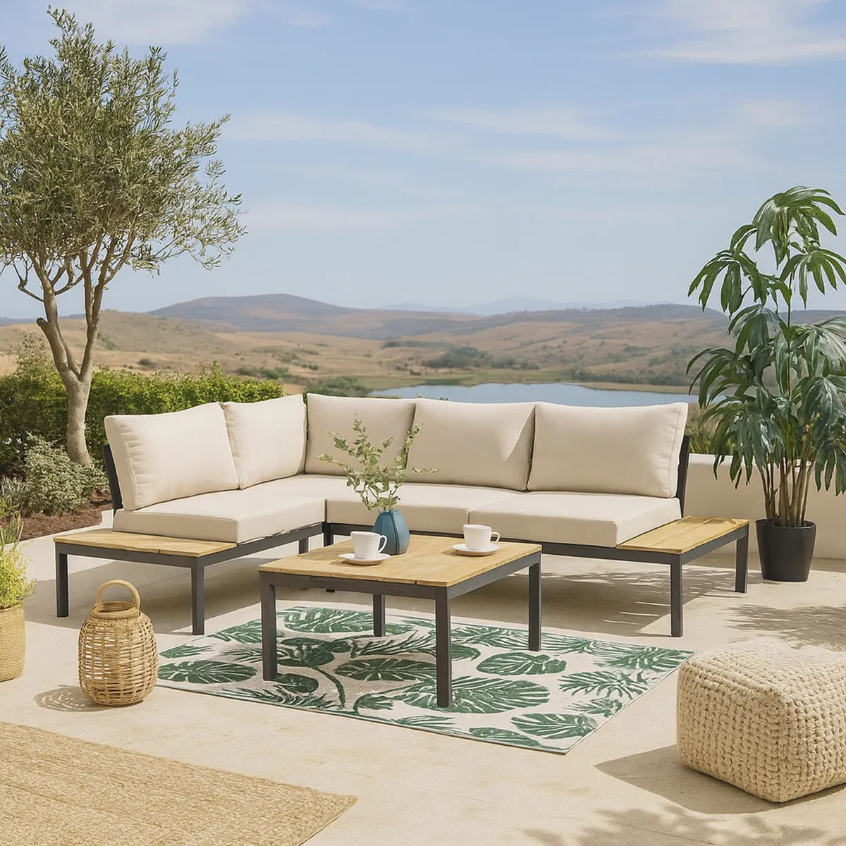 JUST HOME COLLECTION - Juego de living de terraza Saint John 3 piezas
