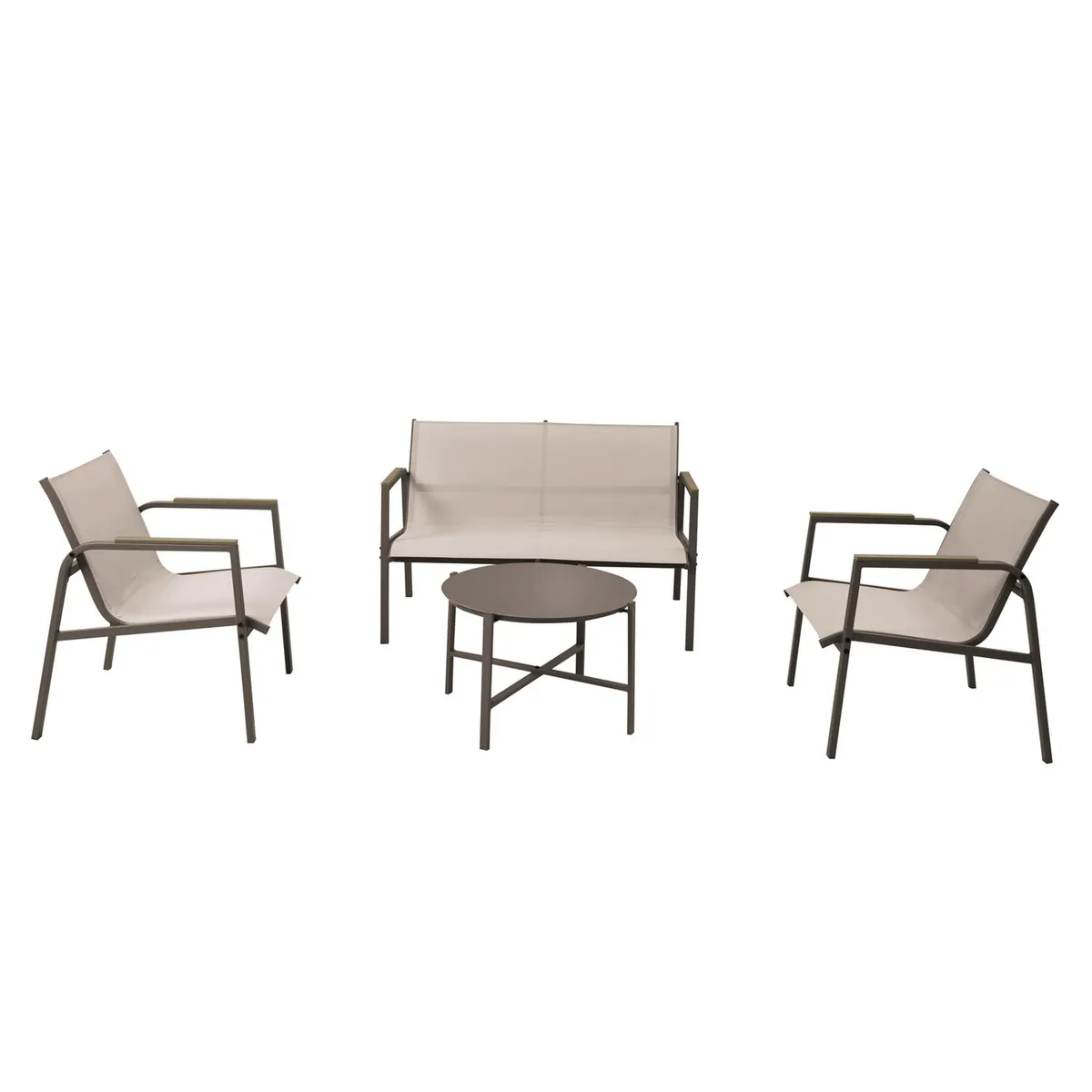 JUST HOME COLLECTION - Juego de Terraza Living Dubo 4 Personas Taupe