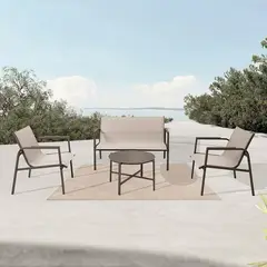 JUST HOME COLLECTION - Juego de Terraza Living Dubo 4 Personas Taupe