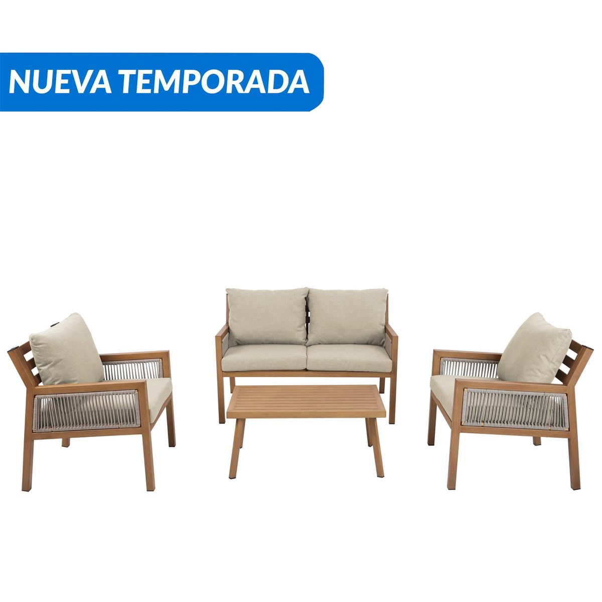 JUST HOME COLLECTION - Juego de Terraza Living Tavira 4 Piezas