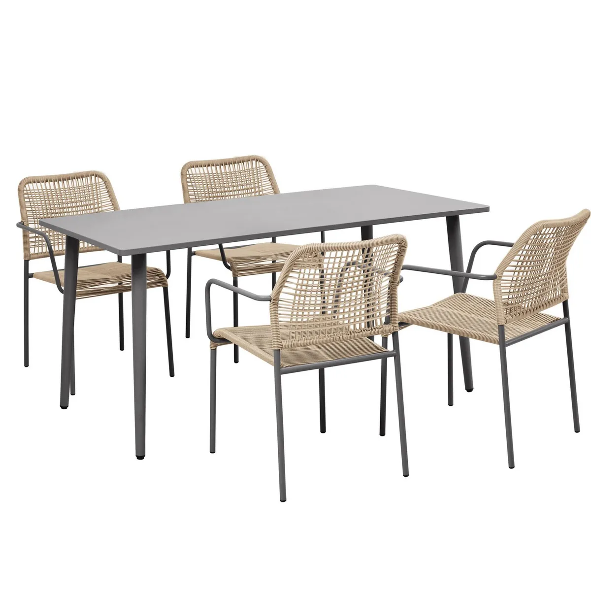 JUST HOME COLLECTION - Juego de Comedor de Terraza Lepascal 4 Personas Café