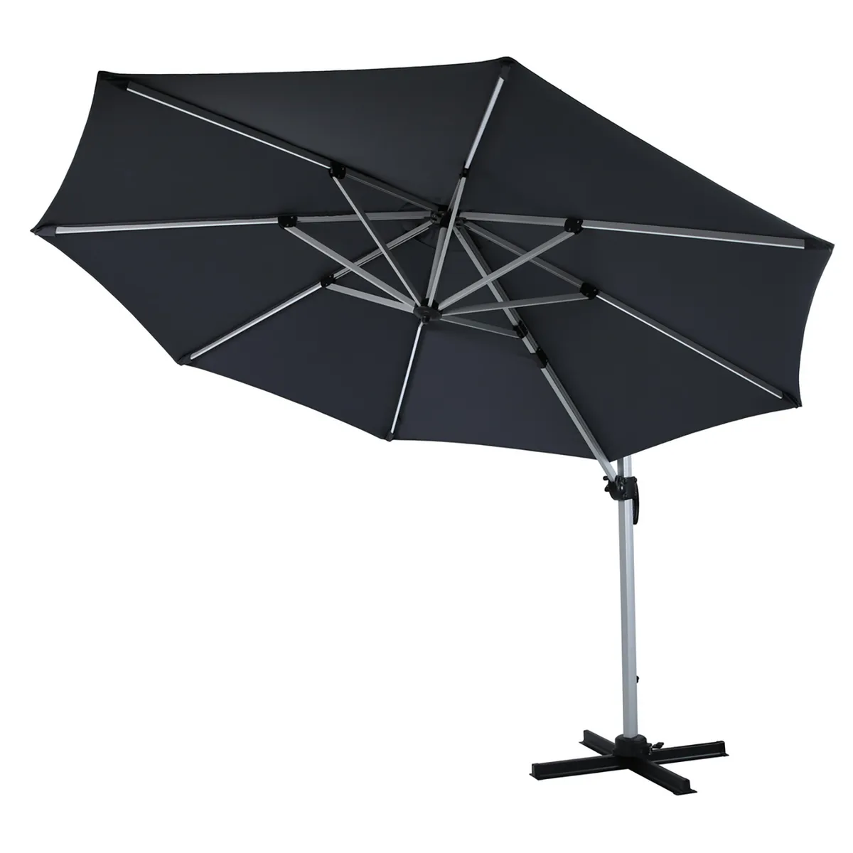 JUST HOME COLLECTION - Quitasol Lateral Barras con Luz Led Poliéster 3x2.52 metros Gris