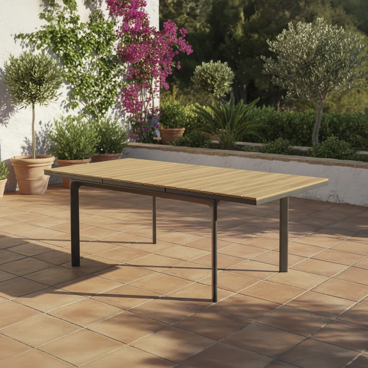JUST HOME COLLECTION - Mesa de Terraza Extensible 140 a 200 cm Rectangular Aluminio Natural