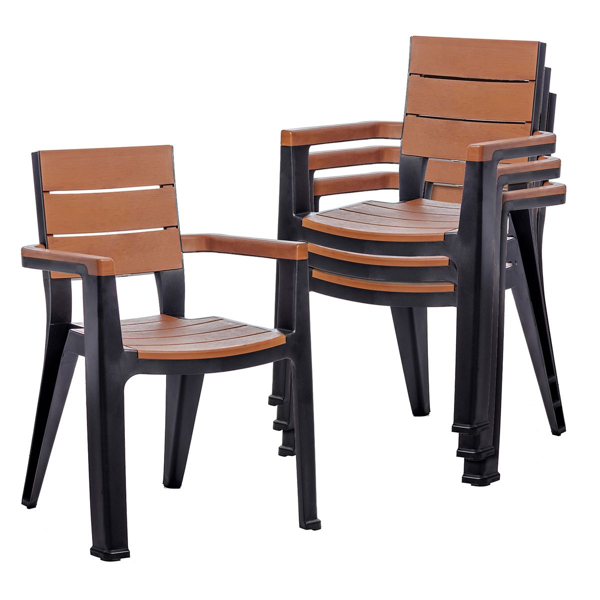 MQ - Silla comedor resina/madera tabaco