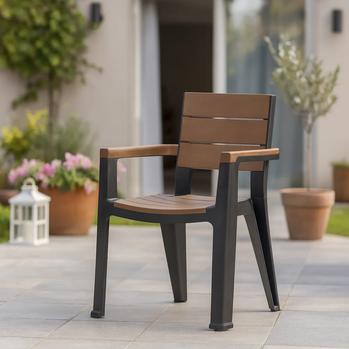 MQ - Silla comedor resina/madera tabaco