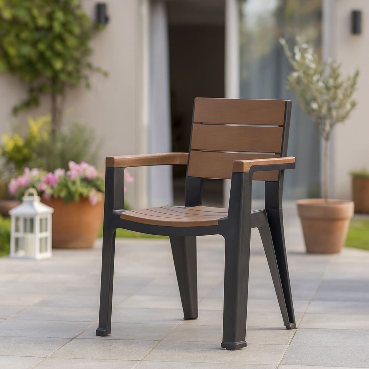 MQ - Silla comedor resina/madera tabaco