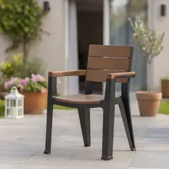 MQ - Silla comedor resina/madera tabaco