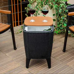 MQ - Mesa Cooler Cuadrada Polipropileno 41.5x58x41.5 cm Café/ Negro