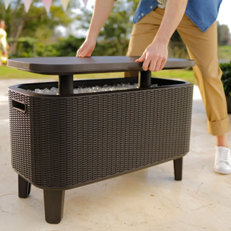 KETER - Mesa Cooler Bevy Bar Ovalada Polipropileno 83.5x40.5x75 cm Café