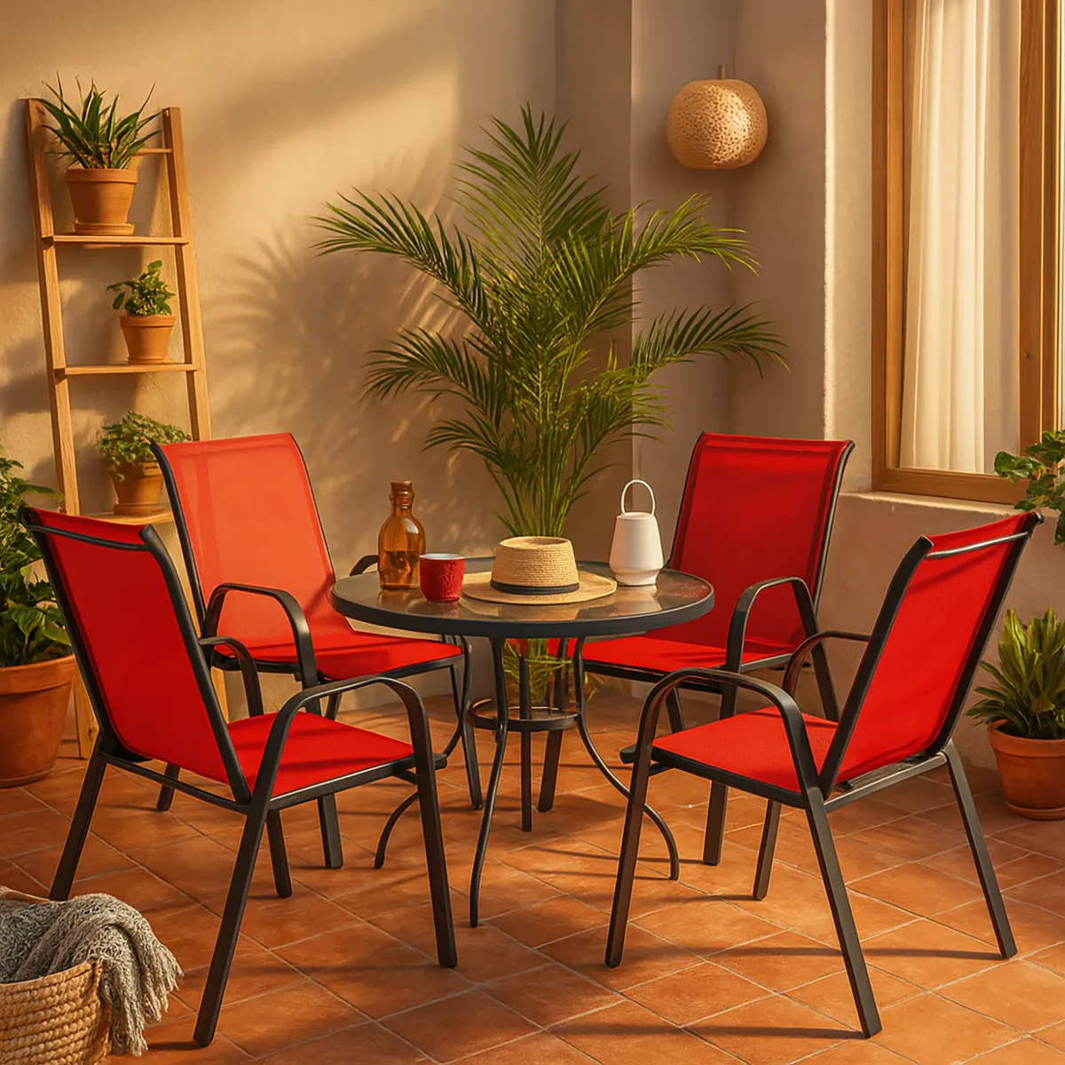 JUST HOME COLLECTION - Silla de terraza sling roja