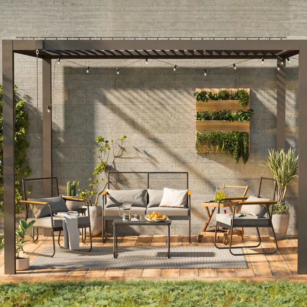 JUST HOME COLLECTION - Juego de living de terraza Granada 4 piezas