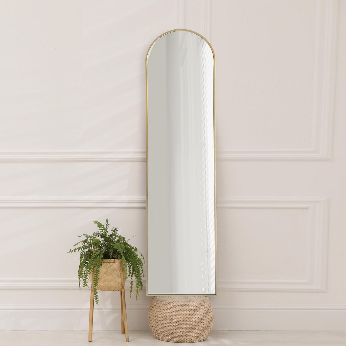 JUST HOME COLLECTION - Espejo de Pie Decorativo Forma Semicírculo 30x120 cm Dorado Curve